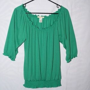 Dark mint green half sleeve loose top
